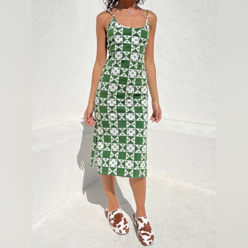 Lisa Says Gah - Elsa Slip Dress in Floral Quilt Green